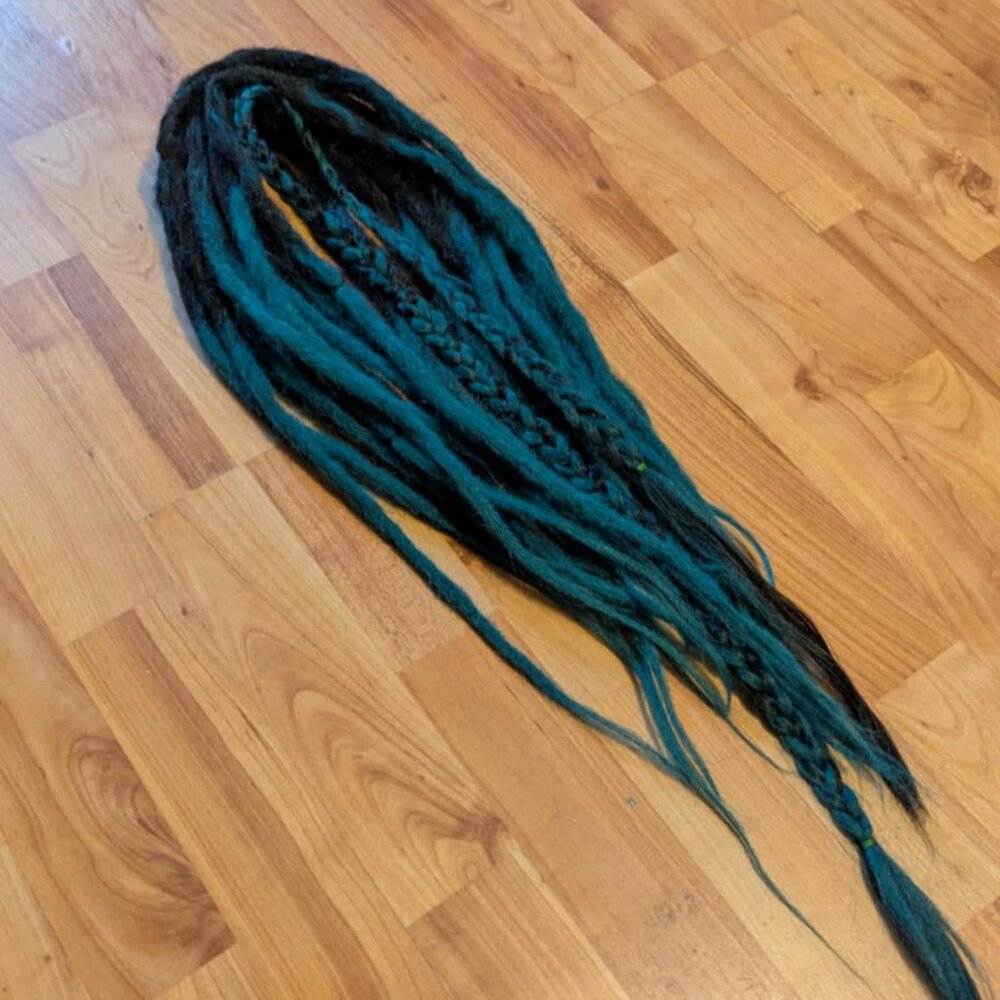 Teal and Black 18 inches Ombre Crochet Synthetic Dreadlocks - Double Ended Set
